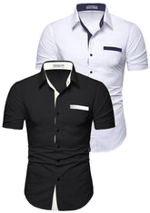 Mens Casual Half Sleeve Silver Button Shirt (Pack 2)